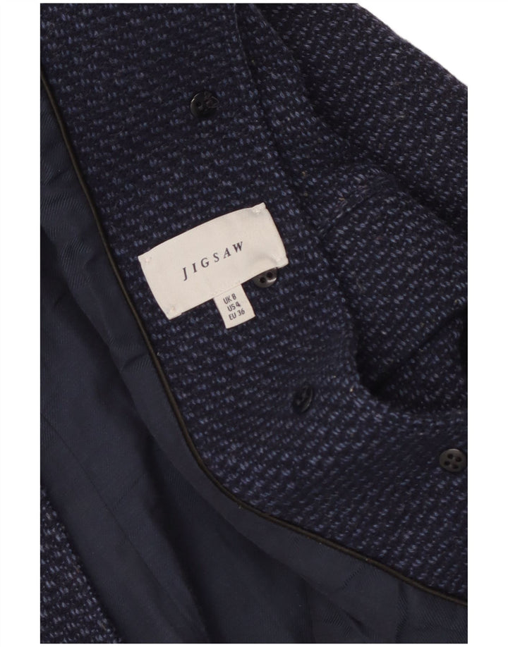 Jigsaw Womens Overcoat UK 8 Small Navy Blue Flecked