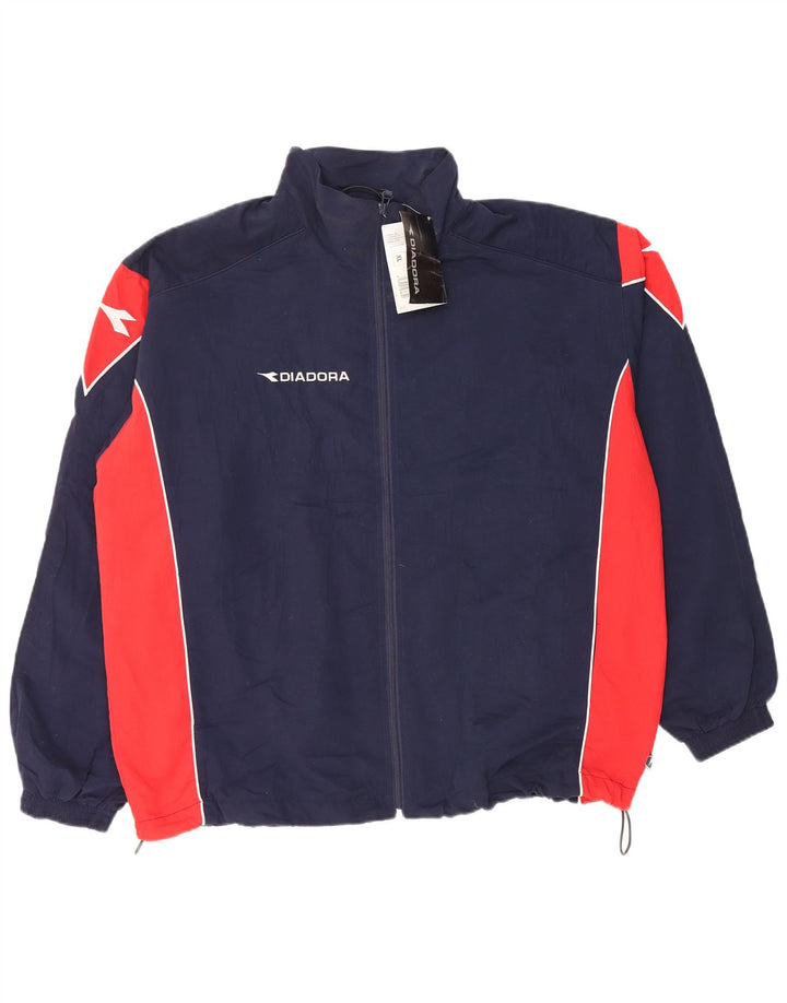 Diadora Mens Tracksuit Top Jacket XL Navy Blue Colourblock Polyester