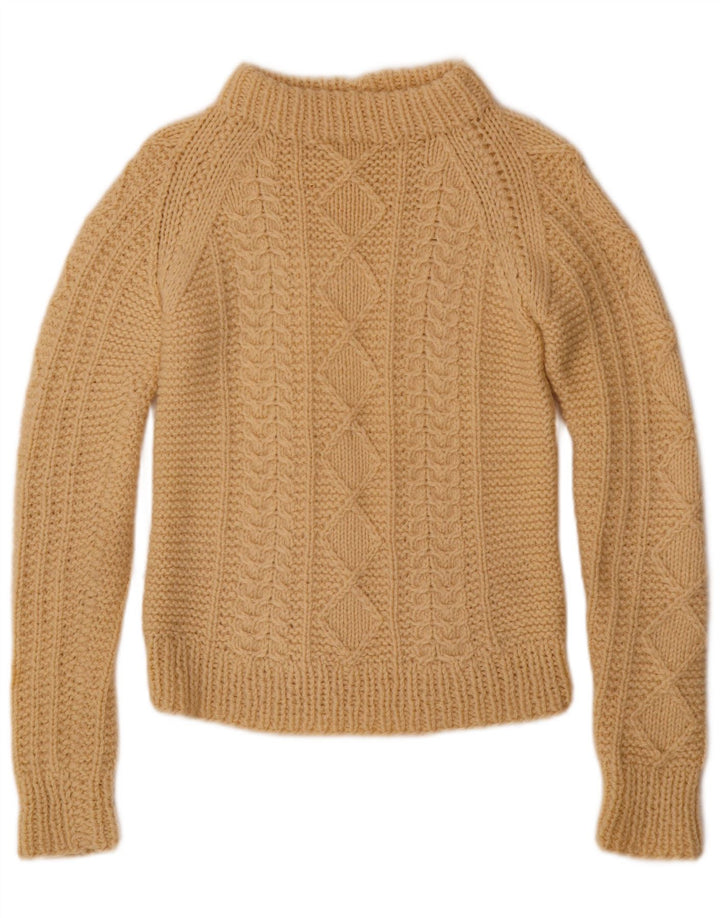 VINTAGE Womens Turtle Neck Jumper Sweater UK 8 Small Beige