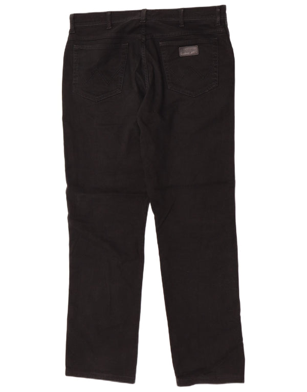 Wrangler Mens Texas Stretch Straight Jeans W36 L32 Black Cotton