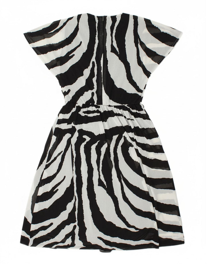 VINTAGE Womens A-Line Dress EU 38 Medium Black Striped Polyester