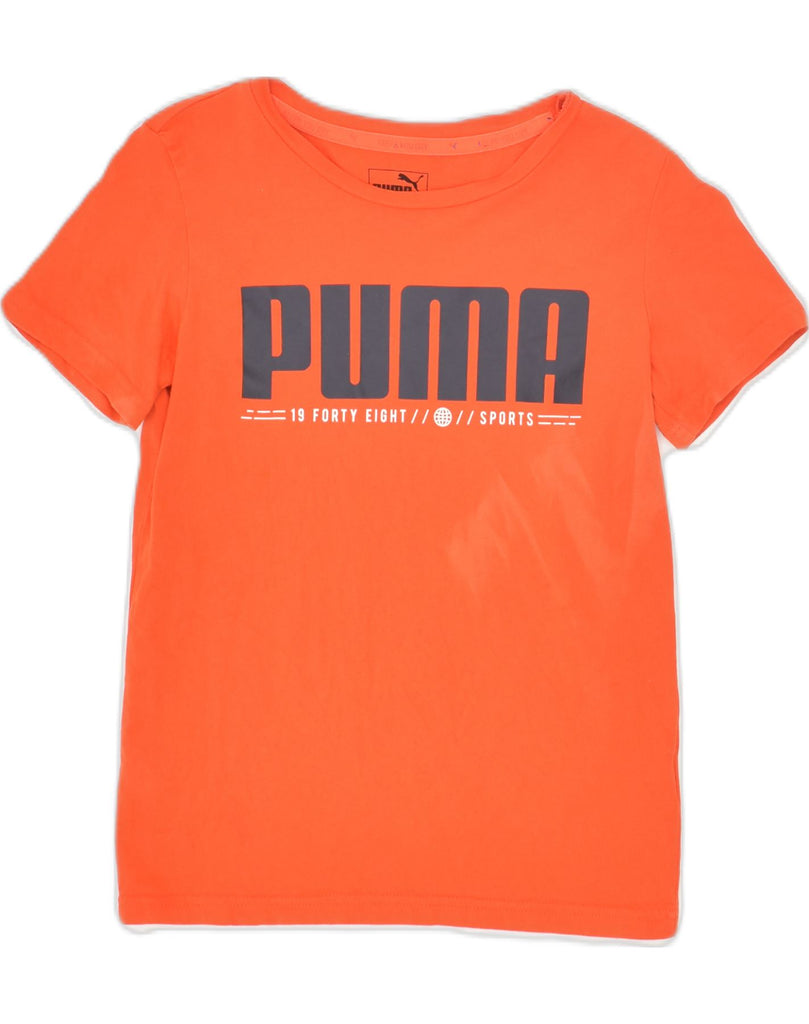 PUMA Boys Graphic T-Shirt Top 9-10 Years Medium  Orange Cotton | Vintage Puma | Thrift | Second-Hand Puma | Used Clothing | Messina Hembry 