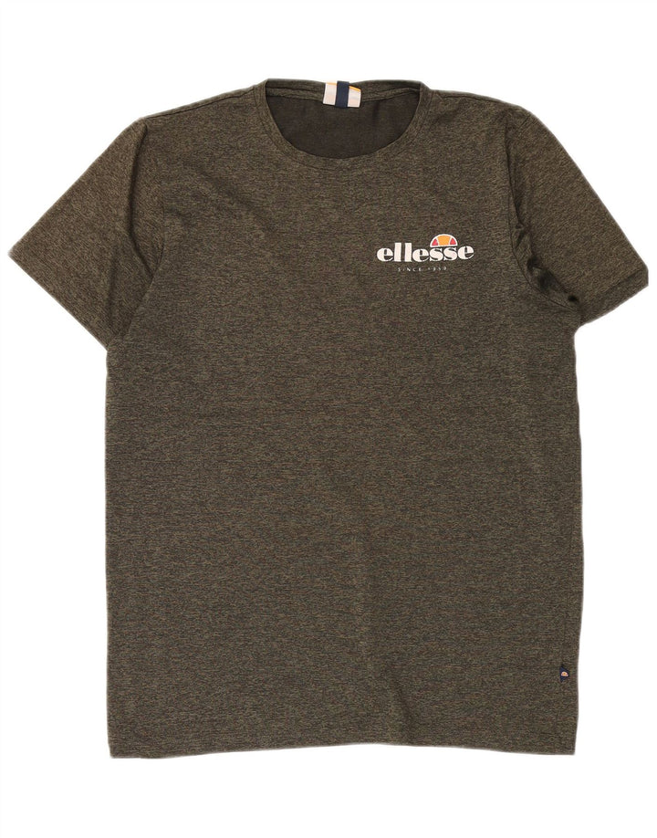 ELLESSE Mens Loose Fit Graphic T-Shirt Top Medium Khaki Flecked