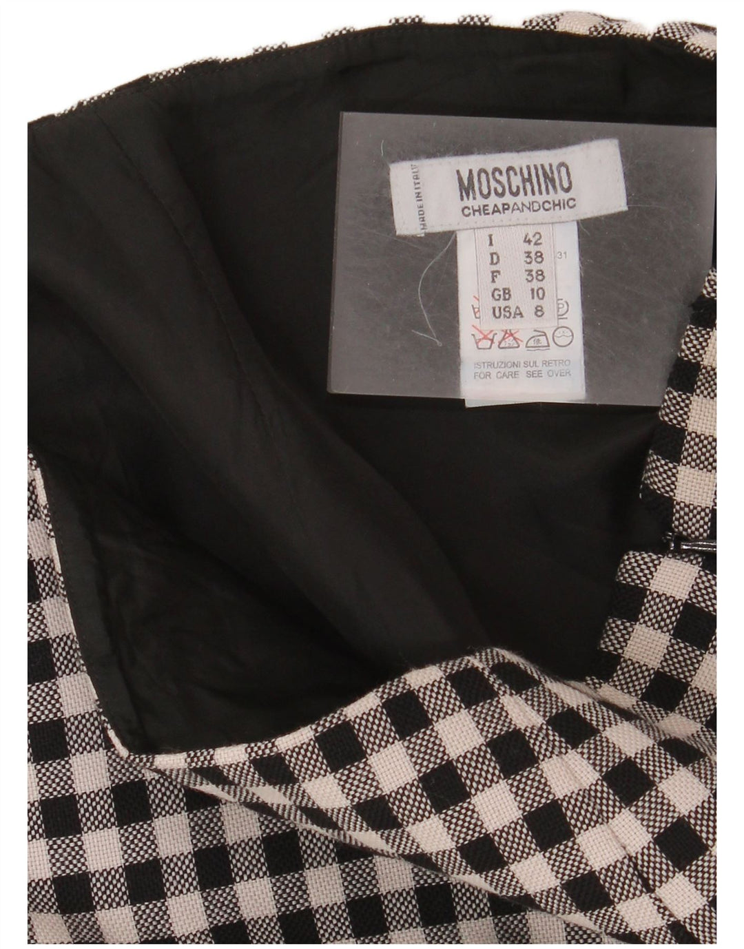 Moschino Womens Mini Skirt UK 10 Small W28 Black Gingham Virgin Wool