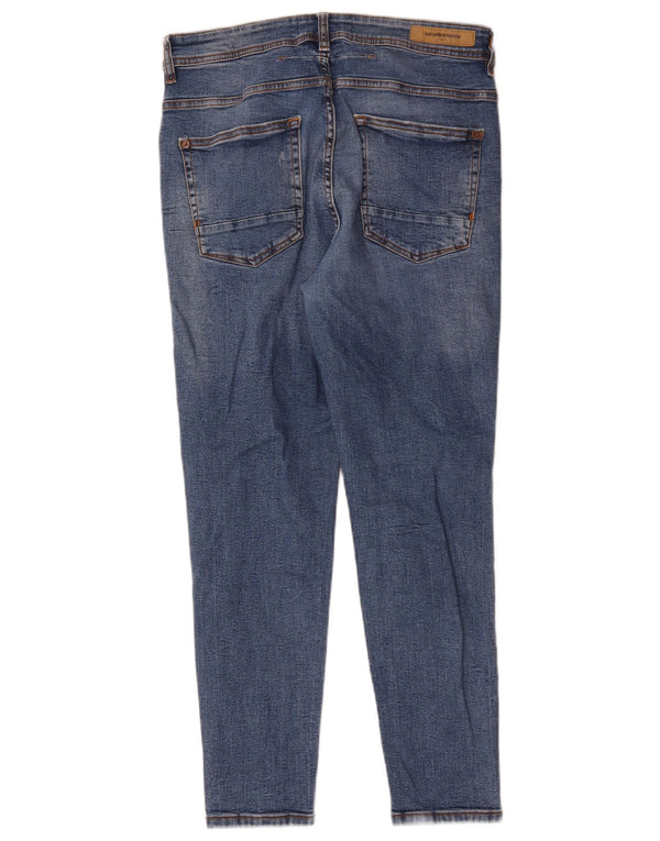 Zara Mens Distressed Tapered Jeans EU 42 Large W32 L25 Blue Cotton