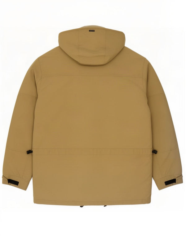 Canadiens Mens Hooded Parka Jacket IT 50 Large Khaki Colourblock Cotton
