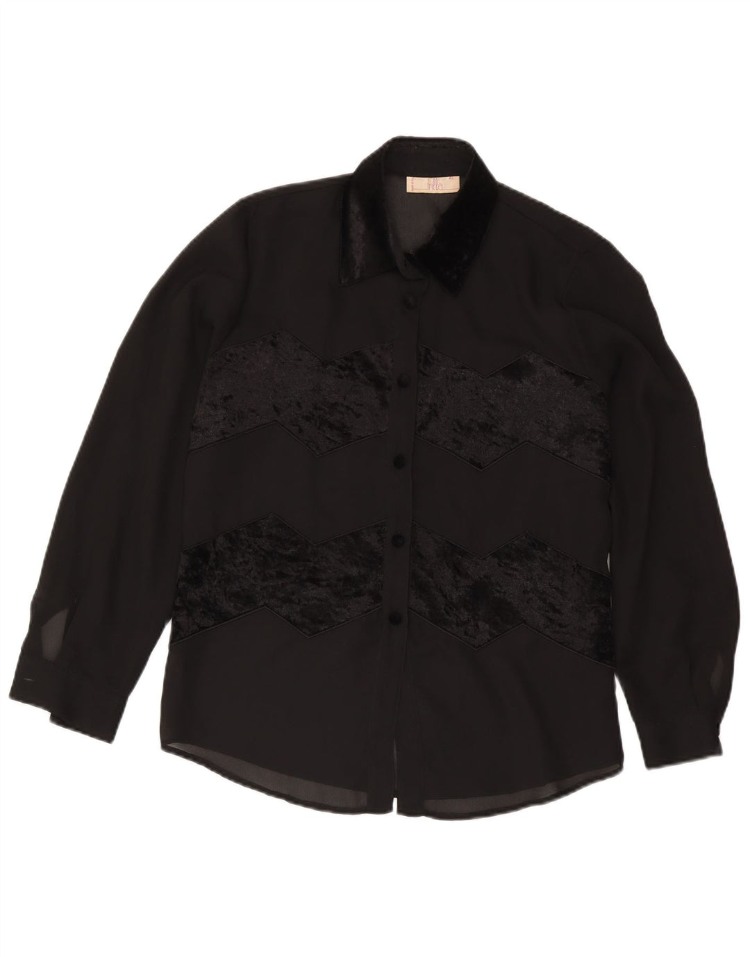 Vintage Womens Shirt Blouse IT 46 Large Black Striped Polyester