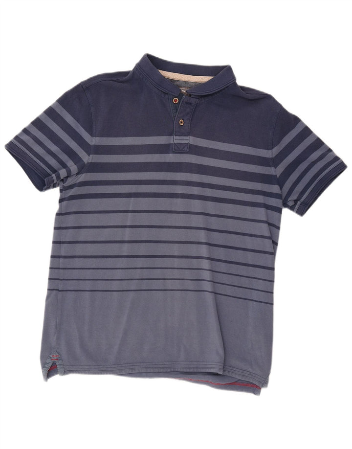 Fat Face Mens Polo Shirt Large Blue Striped Cotton