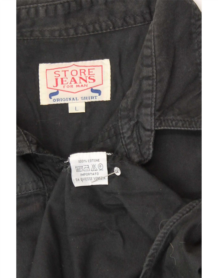 Vintage Mens Shirt Large Black Cotton