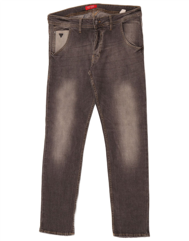 Guess Mens Slim Jeans W33 L32 Grey Cotton
