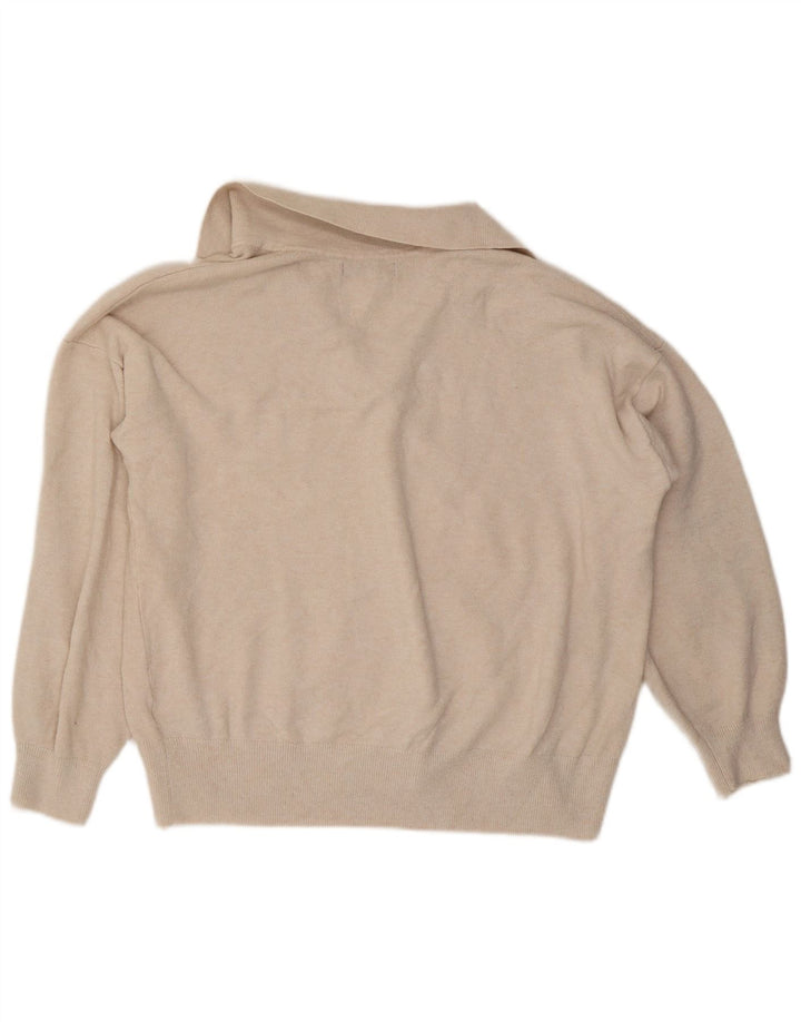 Marks & Spencer Womens Oversized Polo Neck Jumper Sweater UK 16 Large Beige