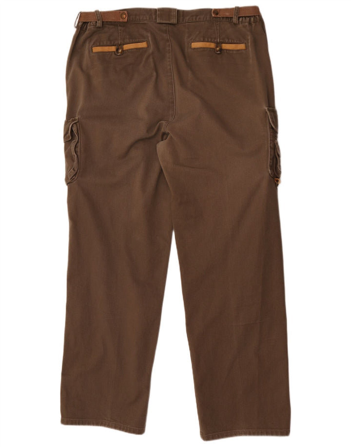Orvis Mens Straight Cargo Trousers W38 L32 Brown Cotton