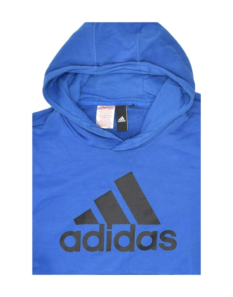 ADIDAS Mens Graphic Hoodie Jumper Small Blue Cotton Vintage Adidas and Second-Hand Adidas from Messina Hembry 