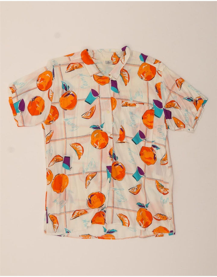 MAYON Womens Oversized Abstract Pattern Shirt Blouse EU 38 Medium White Vintage Mayon and Second-Hand Mayon from Messina Hembry 