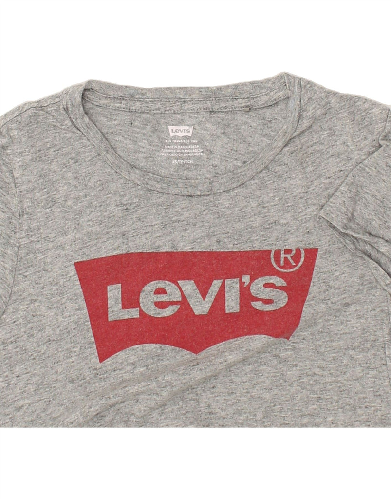 LEVI'S Womens Graphic T-Shirt Top UK 6 XS Grey Flecked Cotton | Vintage Levi's | Thrift | Second-Hand Levi's | Used Clothing | Messina Hembry 