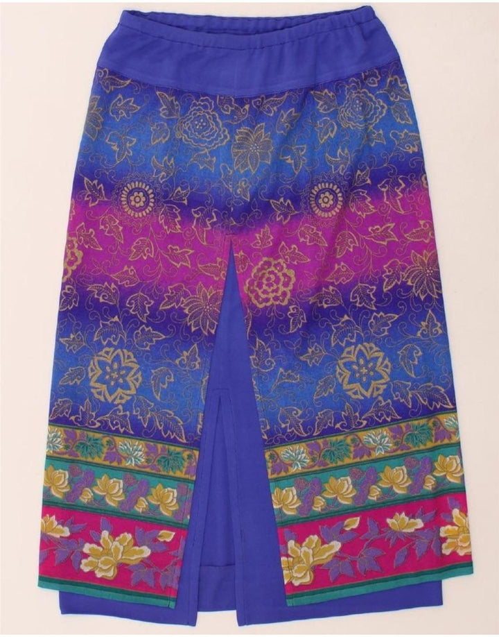 VINTAGE Womens Straight Skirt W34 Large Blue Floral Vintage Vintage and Second-Hand Vintage from Messina Hembry 
