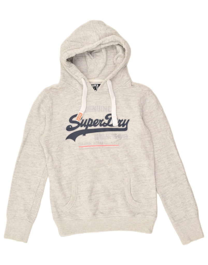 SUPERDRY Womens Graphic Hoodie Jumper UK 10 Small Grey Cotton | Vintage Superdry | Thrift | Second-Hand Superdry | Used Clothing | Messina Hembry 