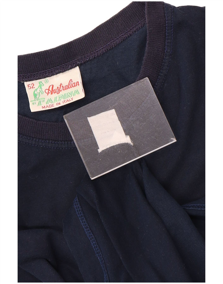 AUSTRALIAN L'ALPINA Mens Graphic T-Shirt Top IT 52 Large Navy Blue Cotton