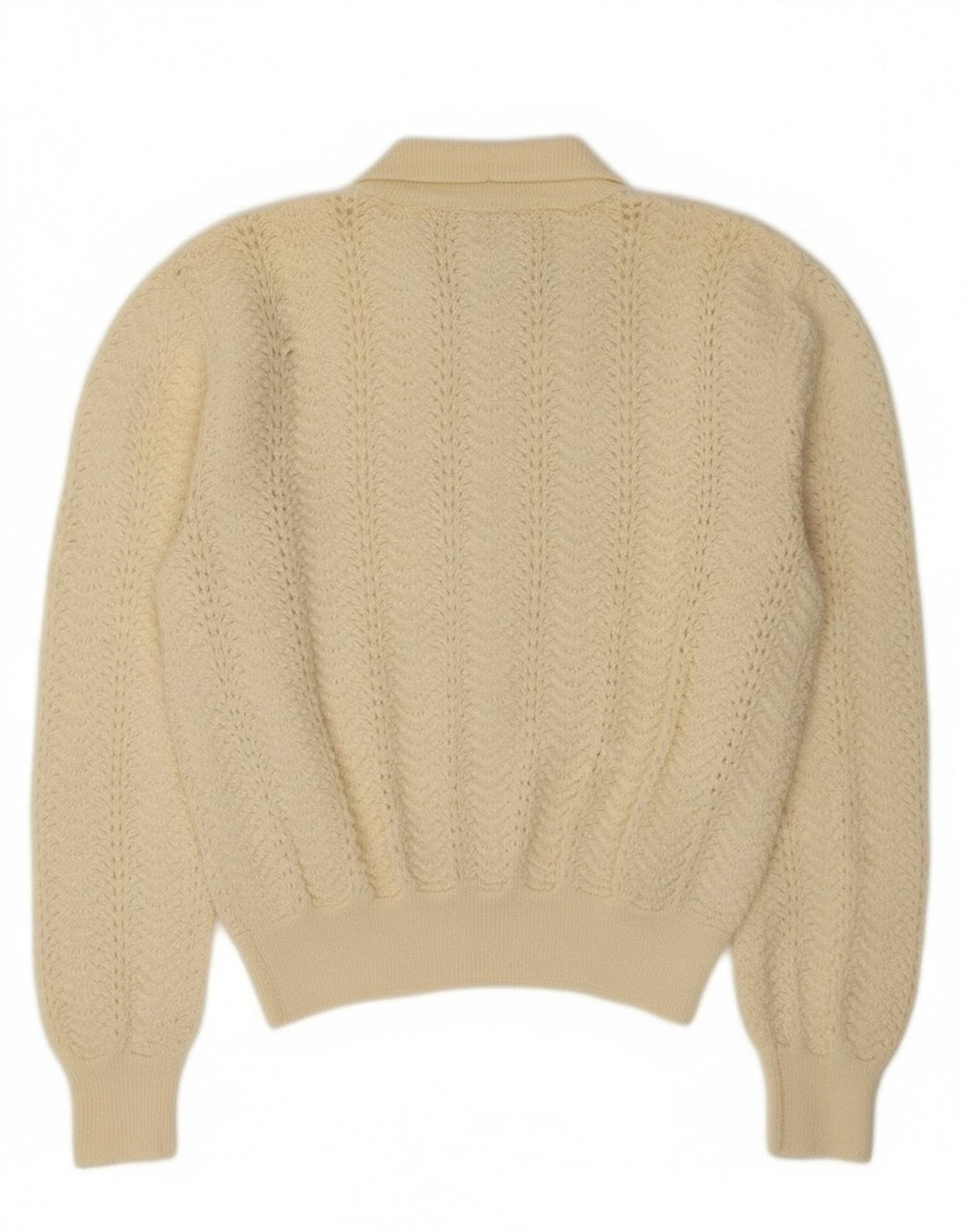 Vintage Womens Crop Cardigan Sweater UK 10 Small Off White