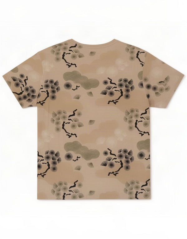 Jack & Jones Mens Regular Fit T-Shirt Top Medium Beige Floral Cotton