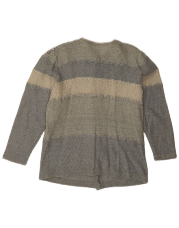 Vintage Womens Cardigan Sweater UK 12 Medium Blue Colourblock