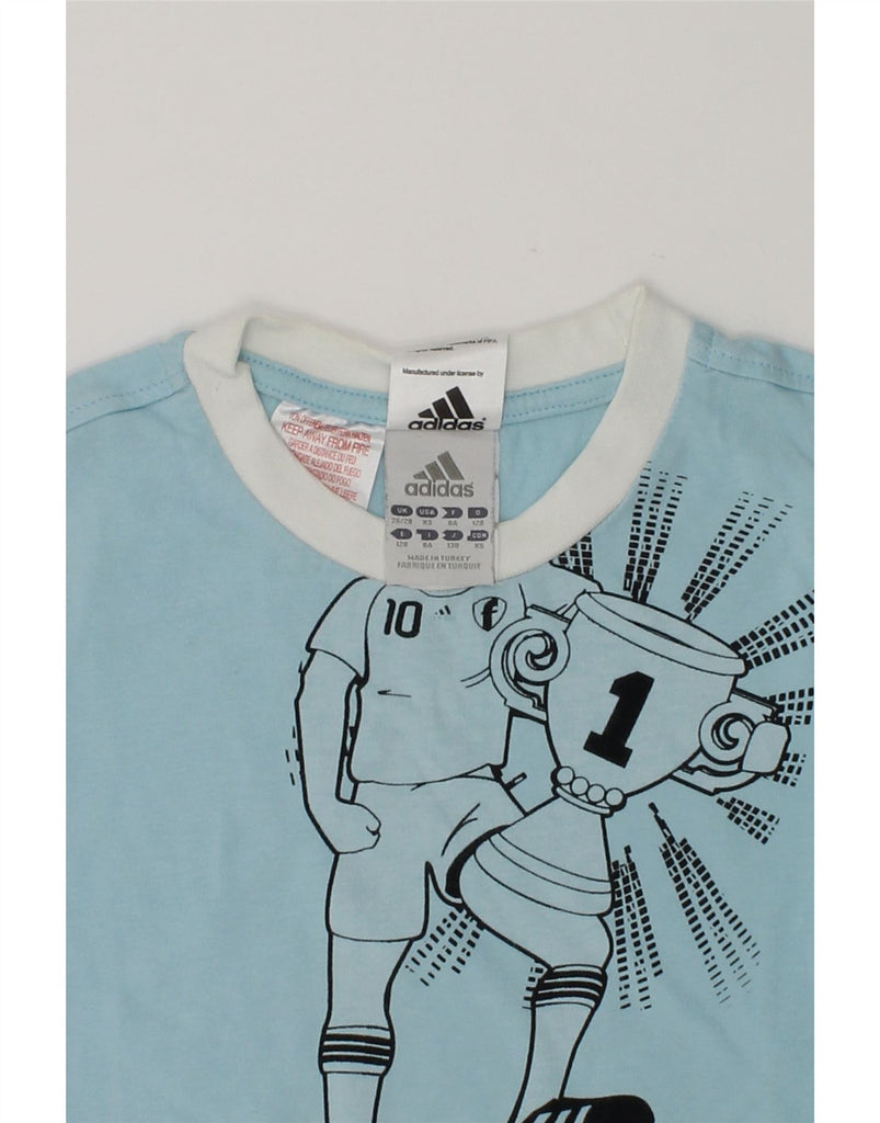 ADIDAS Boys Graphic T-Shirt Top 9-10 Years Medium Blue Cotton | Vintage Adidas | Thrift | Second-Hand Adidas | Used Clothing | Messina Hembry 