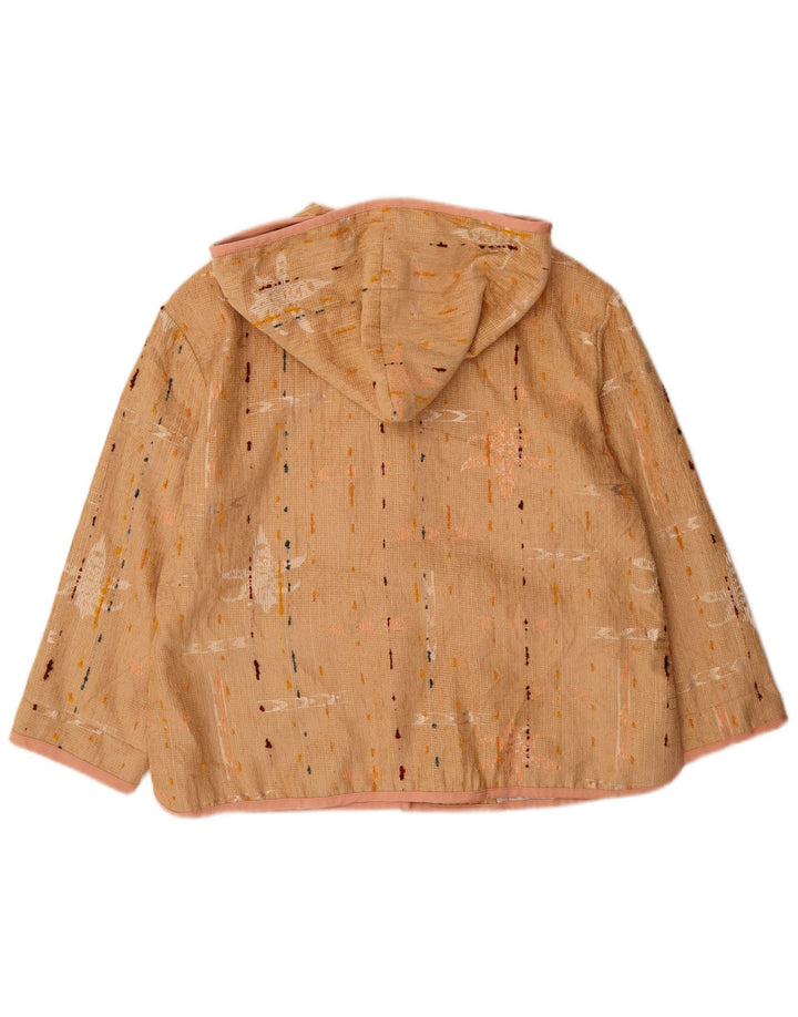 Forte Womens Hooded Coat UK 16 Large Beige Spotted Viscose