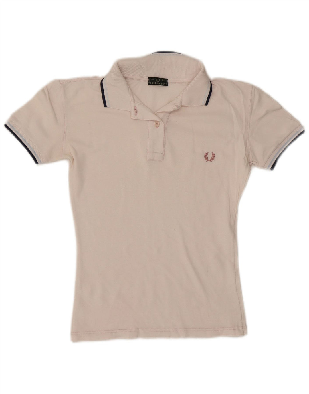 Fred Perry Womens Polo Shirt UK 14 Large White Striped