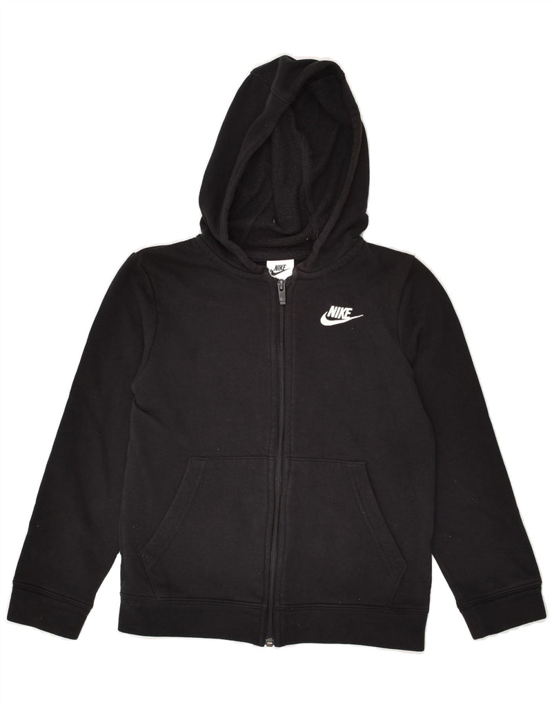 NIKE Boys Zip Hoodie Sweater 8-9 Years Small Black Cotton | Vintage Nike | Thrift | Second-Hand Nike | Used Clothing | Messina Hembry 