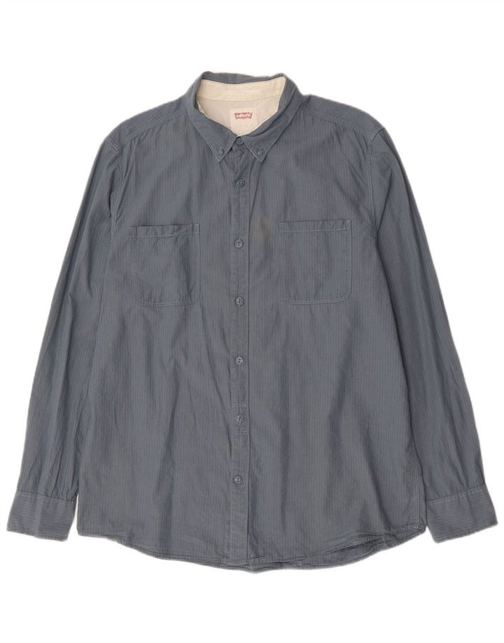 Levi's Mens Shirt XL Grey Striped Cotton
