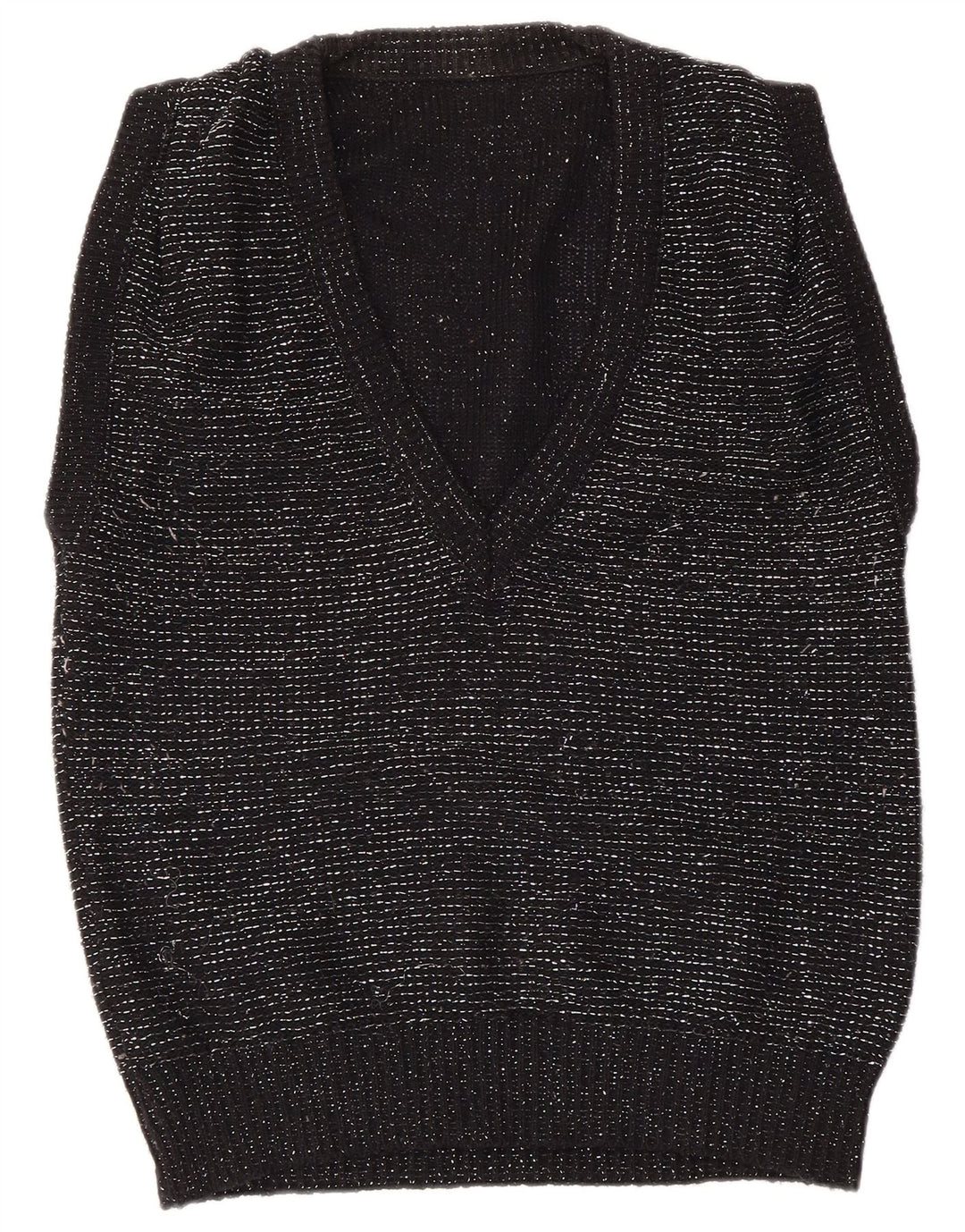 VINTAGE Womens Vest Tank Top EU 40/42 Medium Black Flecked Acrylic