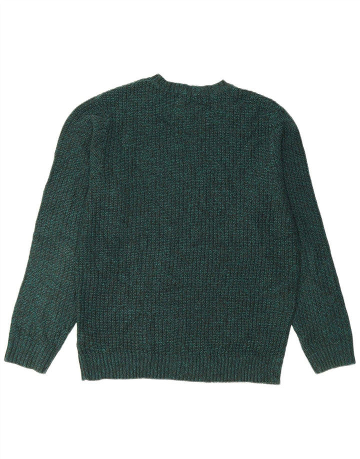 Marks & Spencer Mens Crew Neck Jumper Sweater Medium Green Flecked Acrylic