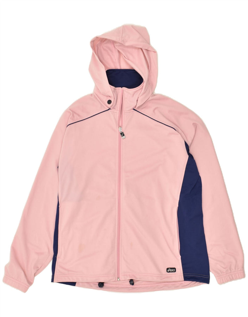 ASICS Womens Hooded Tracksuit Top Jacket UK 18 XL Pink Colourblock | Vintage Asics | Thrift | Second-Hand Asics | Used Clothing | Messina Hembry 