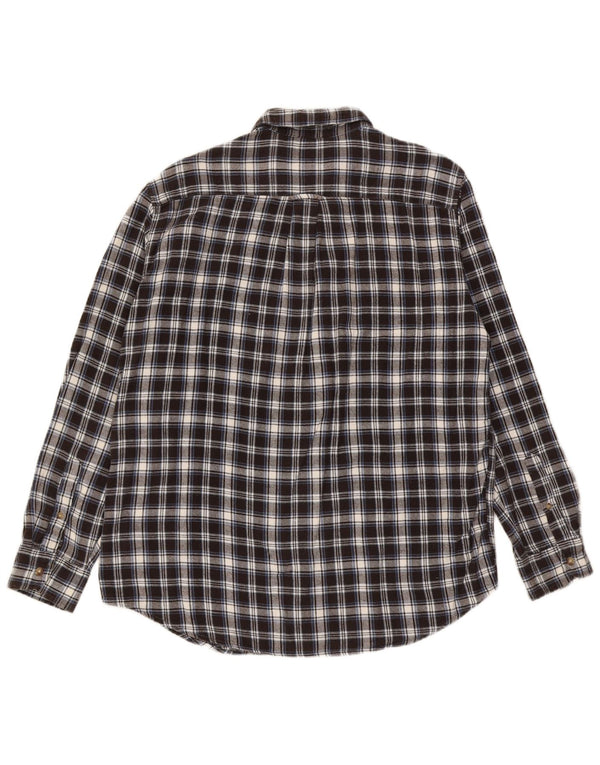 Chaps Mens Flannel Shirt Large Black Check Cotton