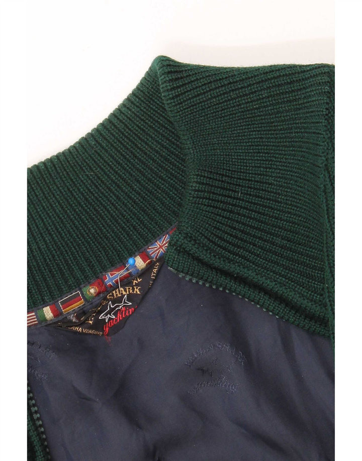Paul & Shark Mens Cardigan Sweater XL Green Modern