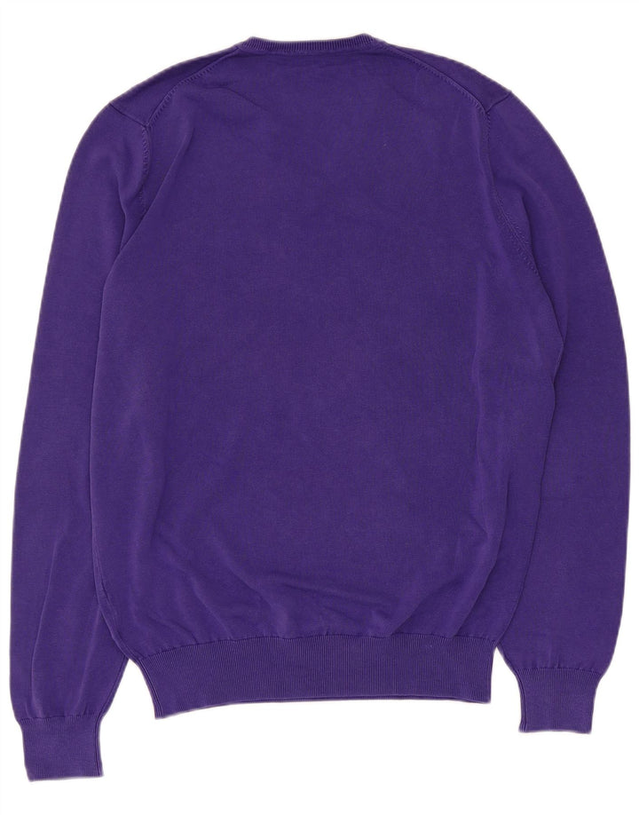 Massimo Dutti Mens V-Neck Jumper Sweater Medium Purple Cotton