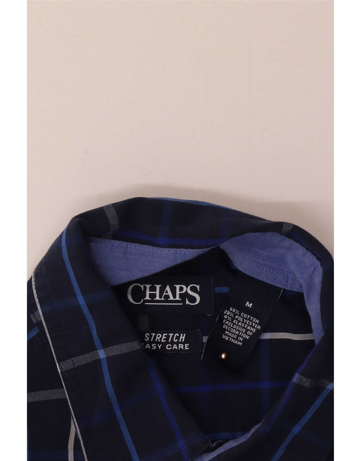 Chaps Mens Easy Care Shirt Medium Navy Blue Check Cotton