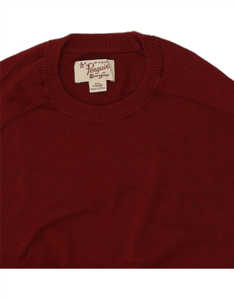 PENGUIN Mens Crew Neck Jumper Sweater 2XL Red Cotton | Vintage Penguin | Thrift | Second-Hand Penguin | Used Clothing | Messina Hembry 