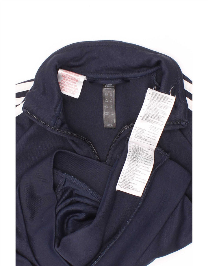 Adidas Boys Aeroready Tracksuit Top Jacket 7-8 Years Navy Blue Polyester