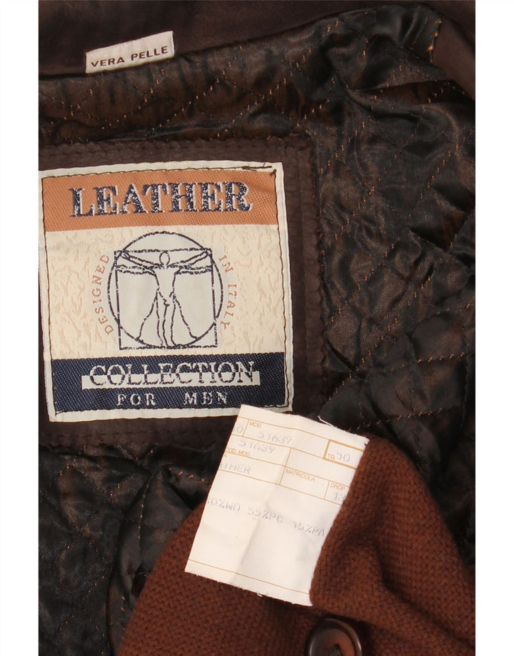 Vintage Mens Leather Coat IT 50 Large Brown Leather