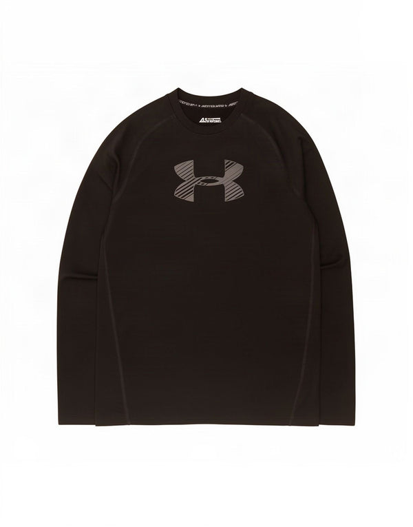 Under Armour Boys Heat Gear Graphic Top Long Sleeve 11-12 Years Large Black