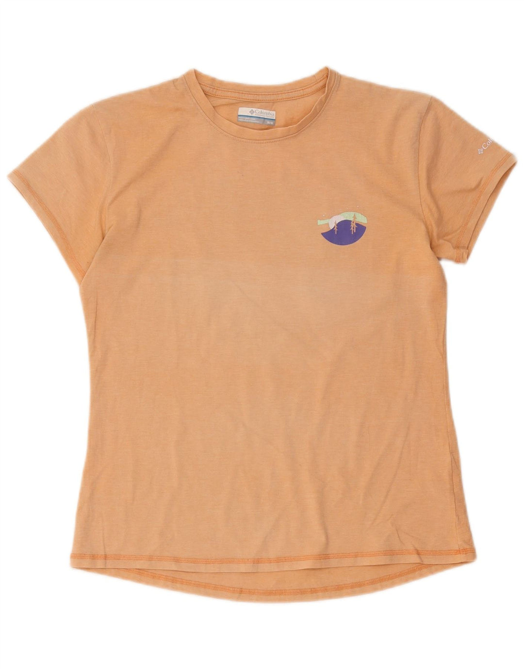 Columbia Womens Graphic T-Shirt Top UK 14 Medium Orange Polyester