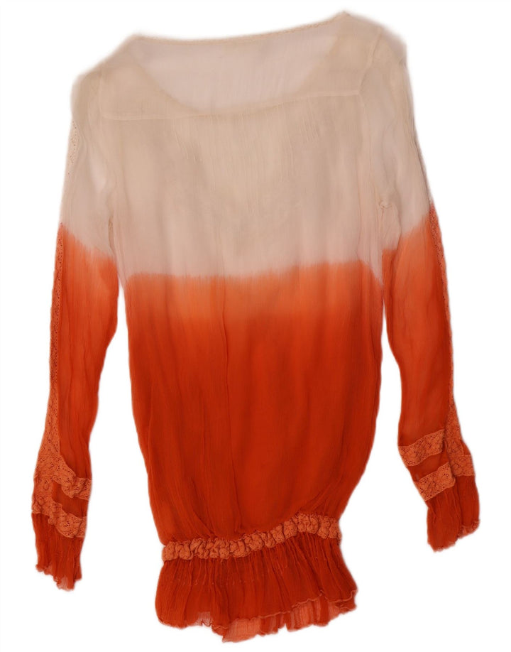 GUESS Womens See Through Blouse Top UK 10 Small Red Colourblock