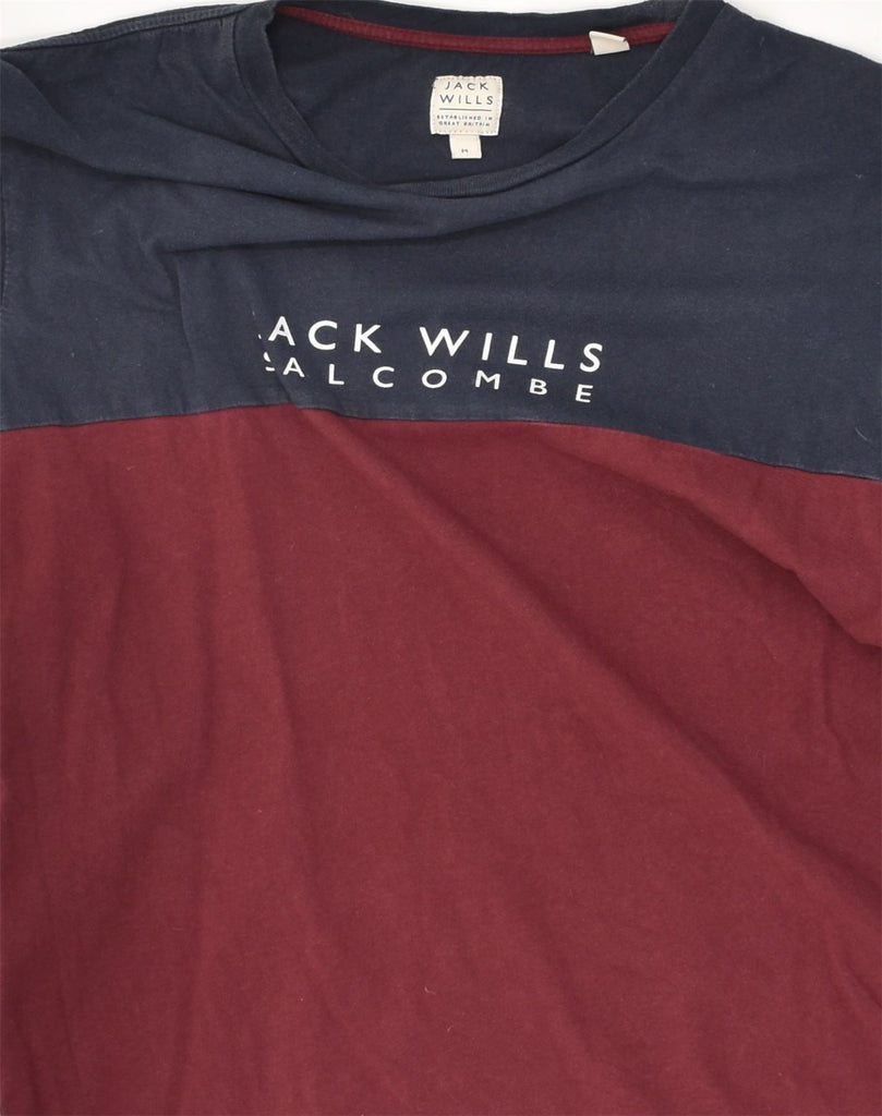 JACK WILLS Mens Graphic T-Shirt Top Medium Navy Blue Colourblock Cotton | Vintage Jack Wills | Thrift | Second-Hand Jack Wills | Used Clothing | Messina Hembry 