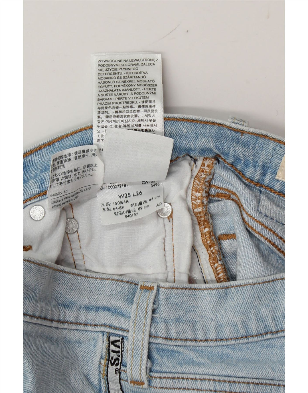 LEVI'S Womens 501 Graphic Straight Jeans W25 L26 Blue Cotton Vintage Levi's and Second-Hand Levi's from Messina Hembry 