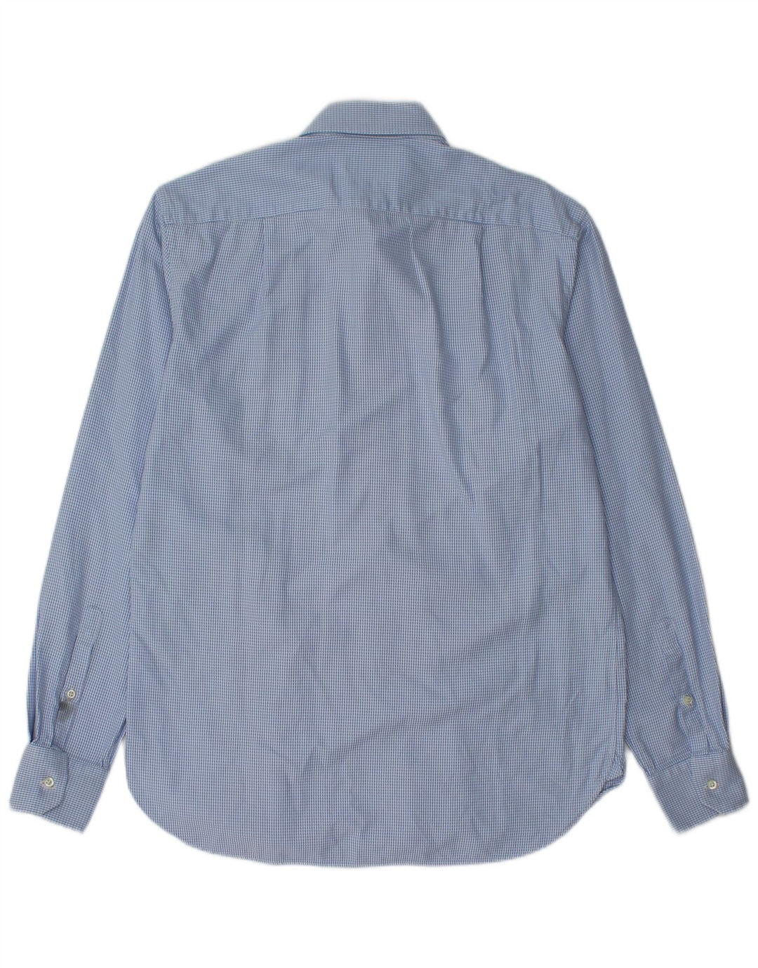 Boggi Mens Custom Fit Shirt Size 40 15 1/2 Medium Blue Houndstooth Cotton
