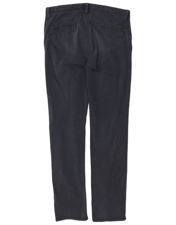 Hugo Boss Mens Straight Chino Trousers EU 50 Large W34 L33 Navy Blue Cotton