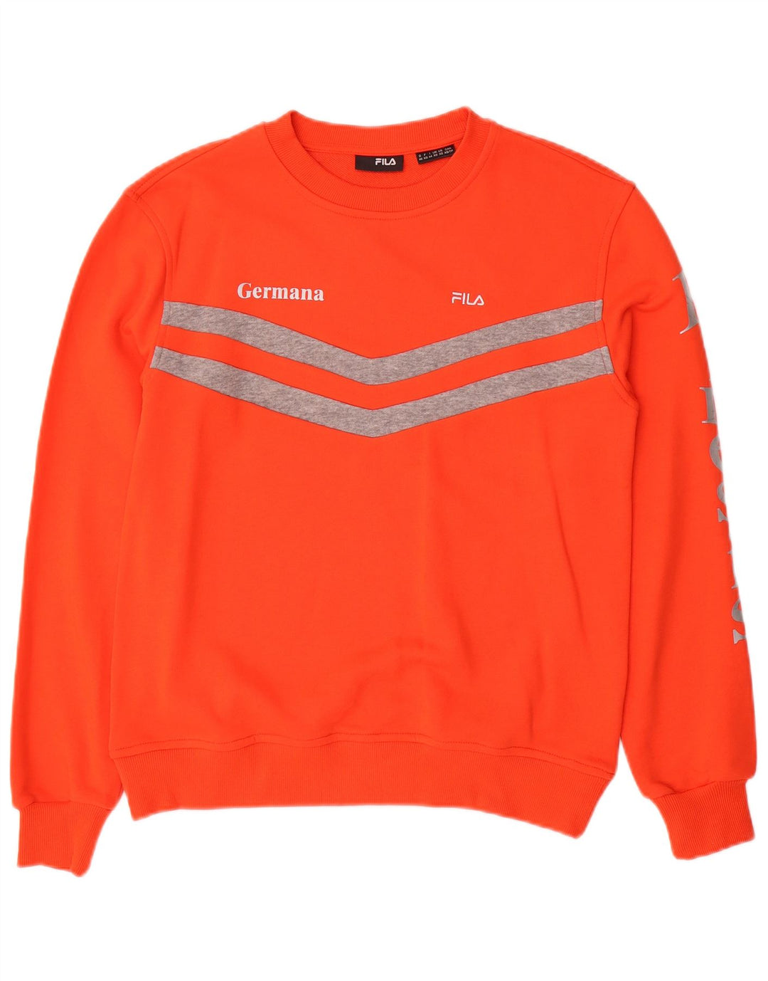FILA Mens Graphic Sweatshirt Jumper XS Orange Colourblock Cotton