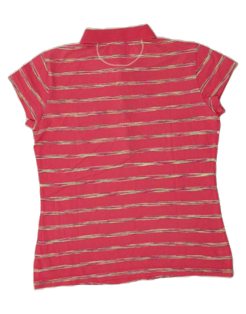 ADIDAS Womens Polo Shirt UK 12/14 Medium Pink Striped Cotton Vintage Adidas and Second-Hand Adidas from Messina Hembry 