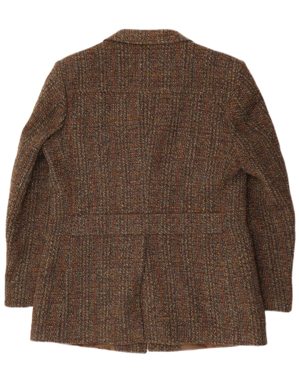 Harris Tweed Mens 3 Button Blazer Jacket IT 41 Large Brown Check Wool